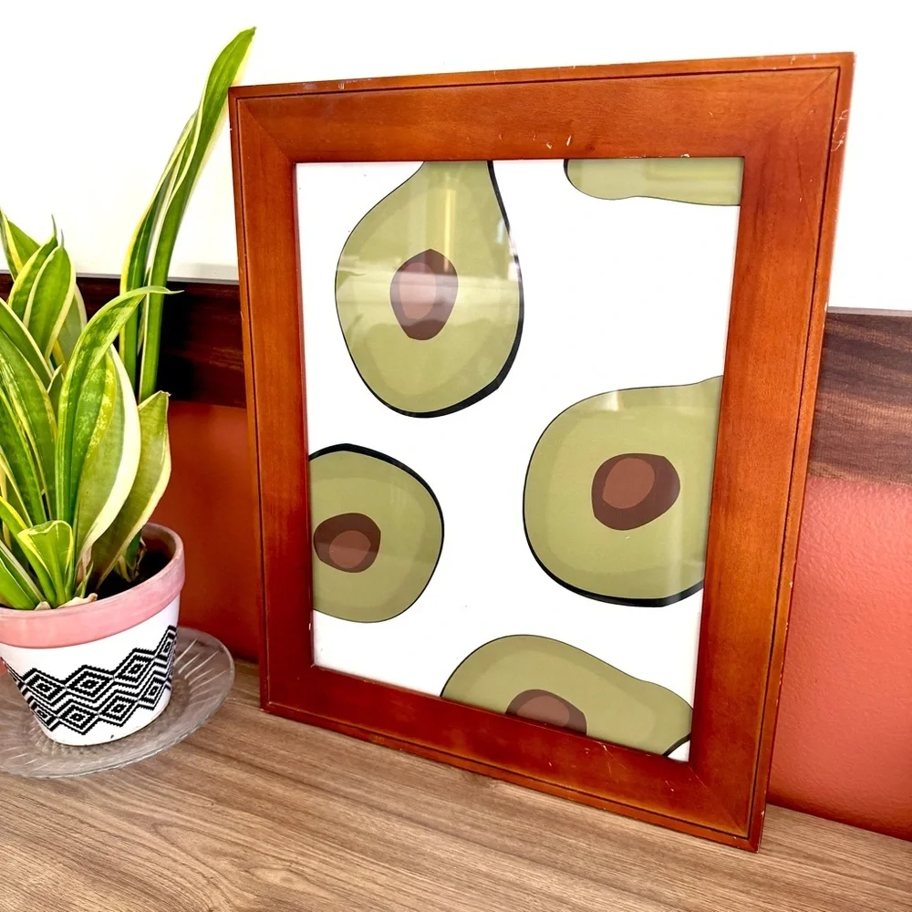 Avocado Canvas Art Print Vintage Wood Framed Wall Hanging Art Kitchen Home Decor
